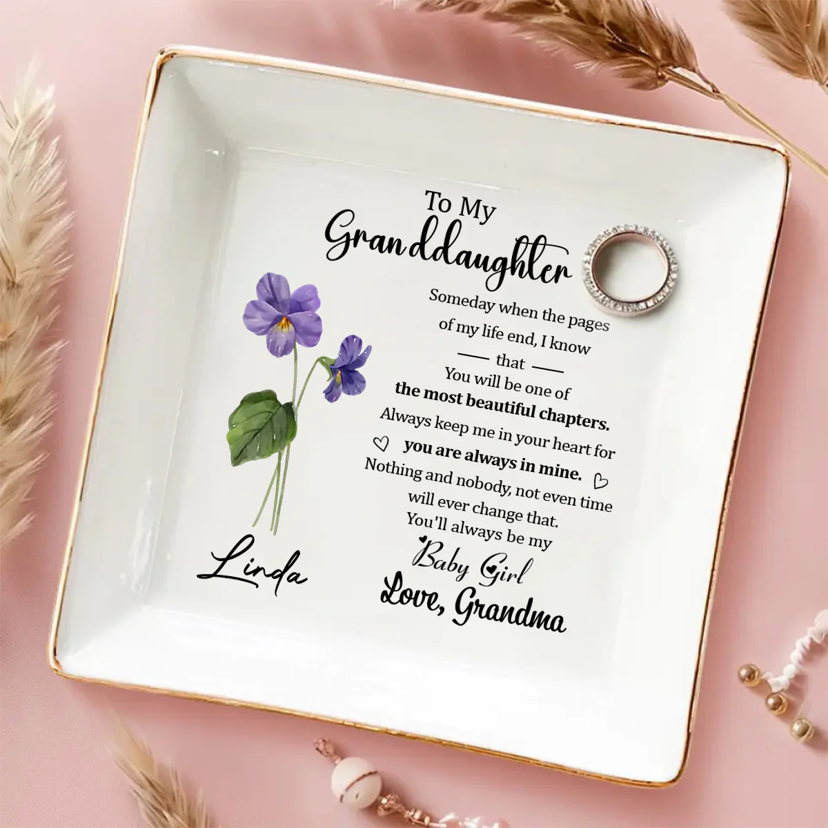 The Love From Grandma Will Never Fade - Personalized Custom Jewelry Dish - Image 2