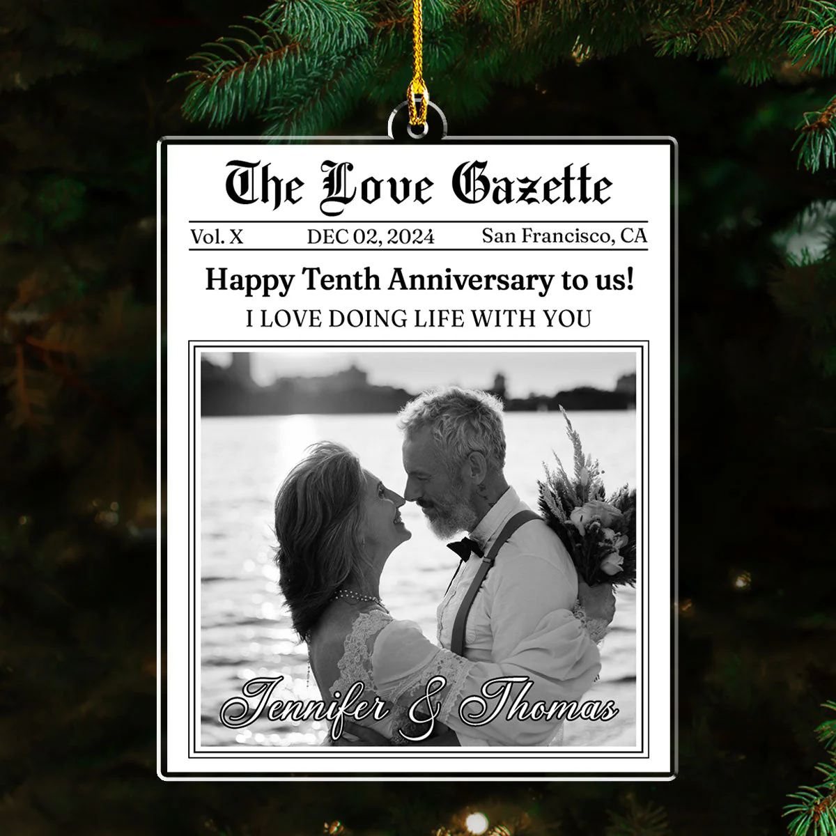 The Love Gazette - Personalized Custom Acrylic Ornament - Image 2