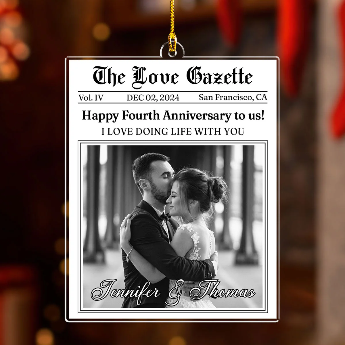 The Love Gazette - Personalized Custom Acrylic Ornament - Image 3