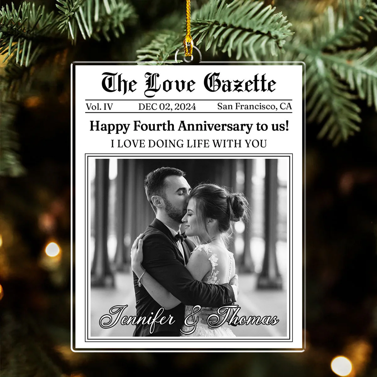 The Love Gazette - Personalized Custom Acrylic Ornament - Image 4