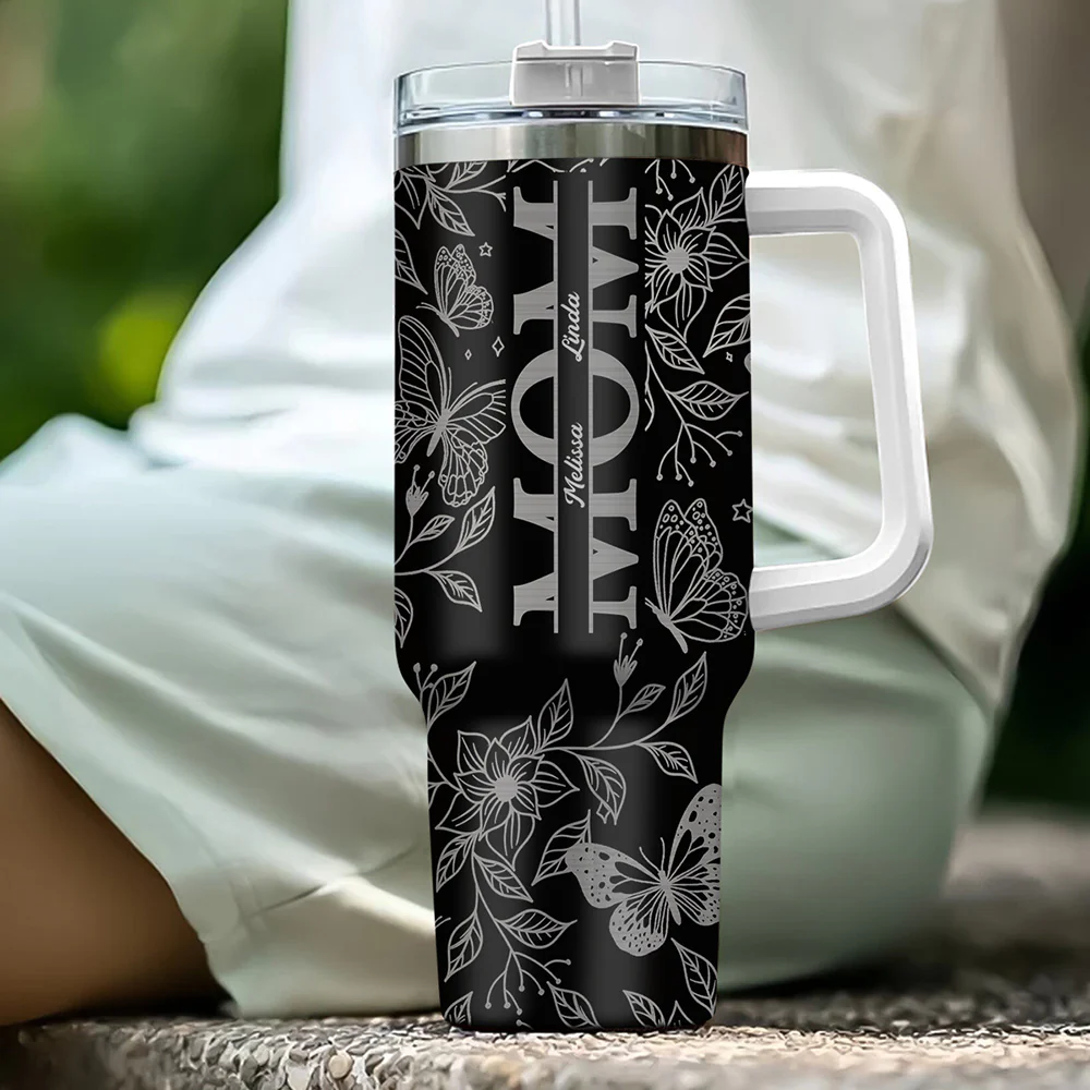 The Love Of Mom - Personalized Custom Engraved 40oz Tumbler With Handle - Image 4