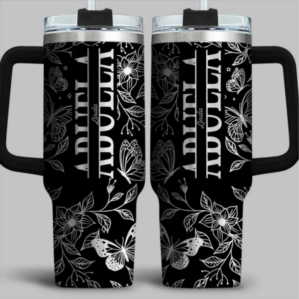 The Love Of Mom - Personalized Custom Engraved 40oz Tumbler With Handle - Image 7