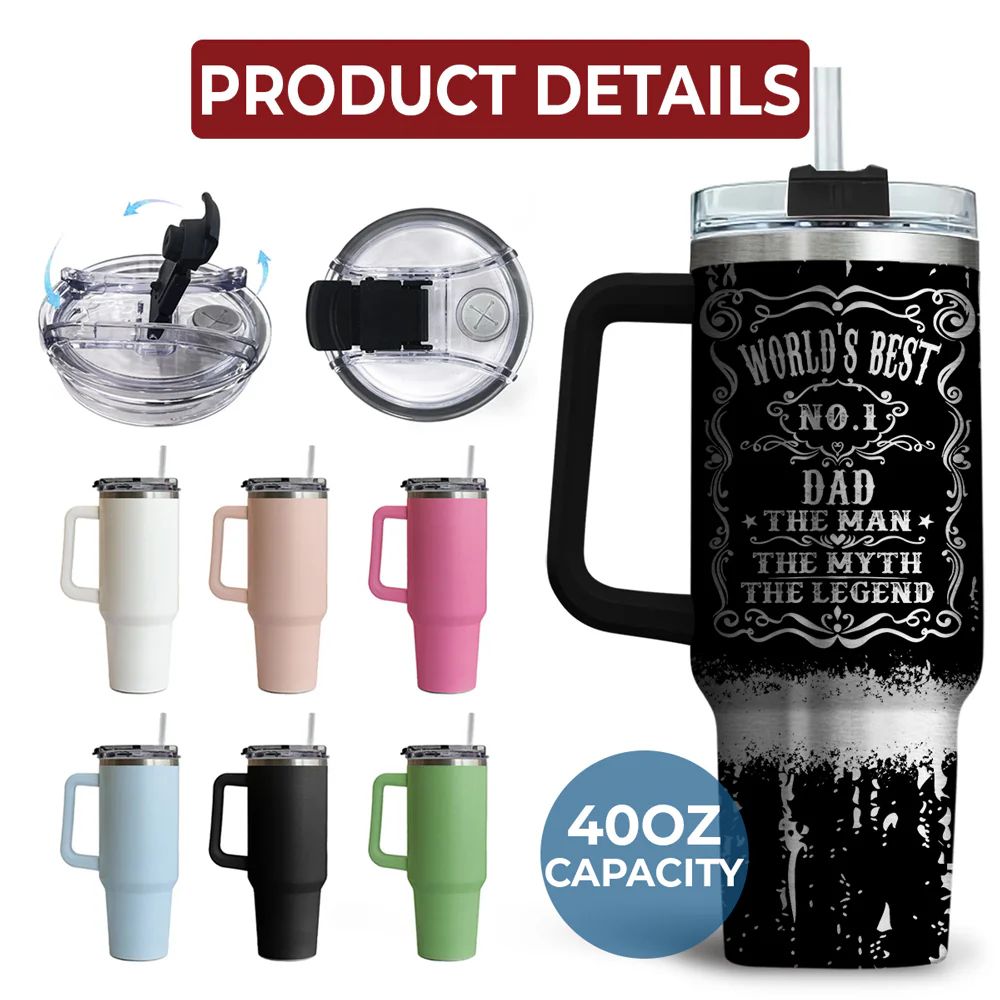 The Man, The Myth, The Legend- Personalized Custom Engraved 40oz Tumbler With Handle - Image 6