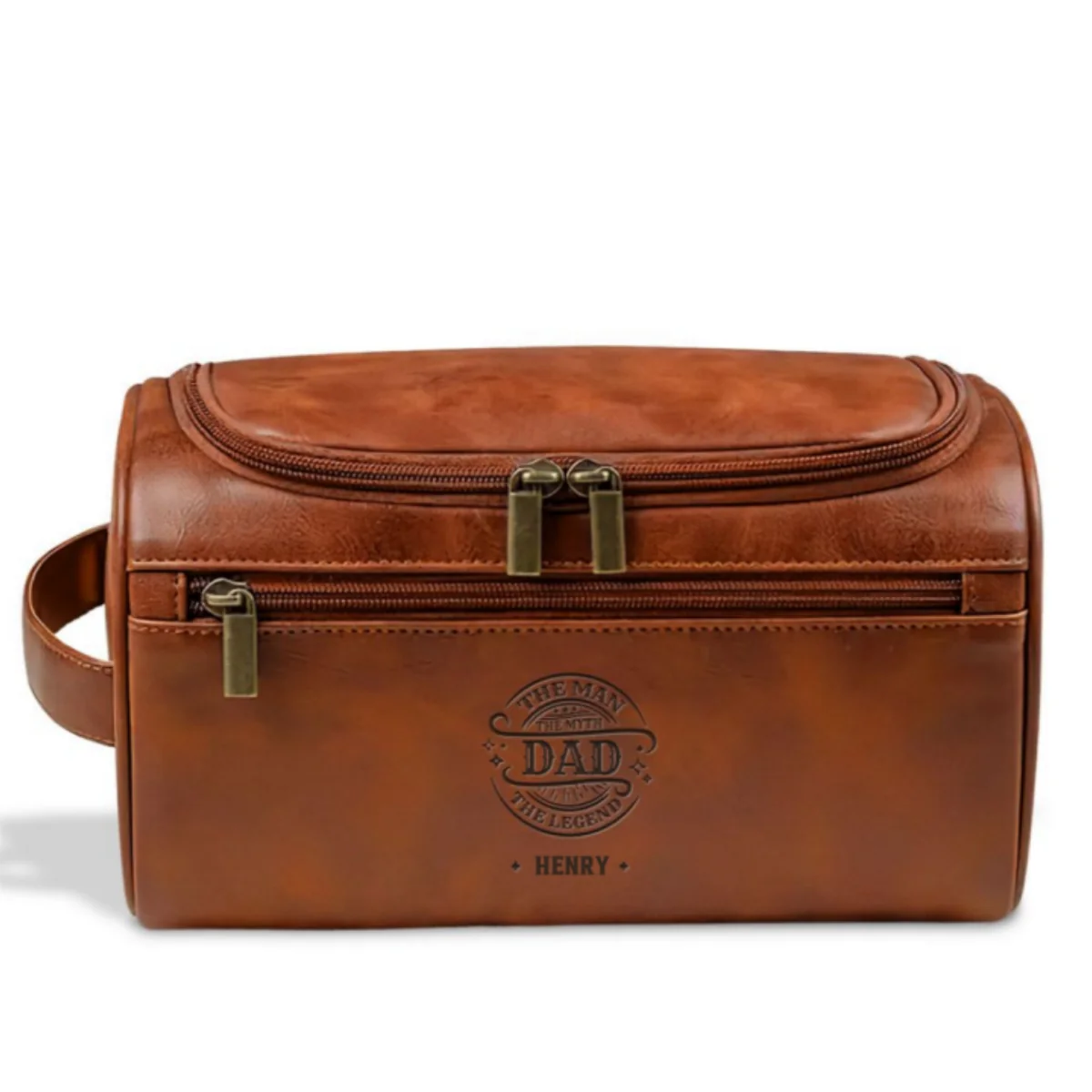 The Man The Myth The Legend - Personalized Custom Engraved Leather Toiletry Bag - Image 6