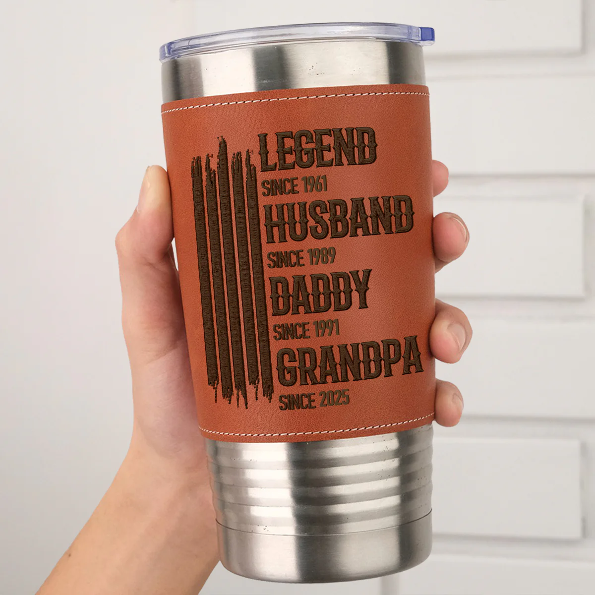 The Mighty Legend - Personalized Custom Leather Tumbler - Image 3