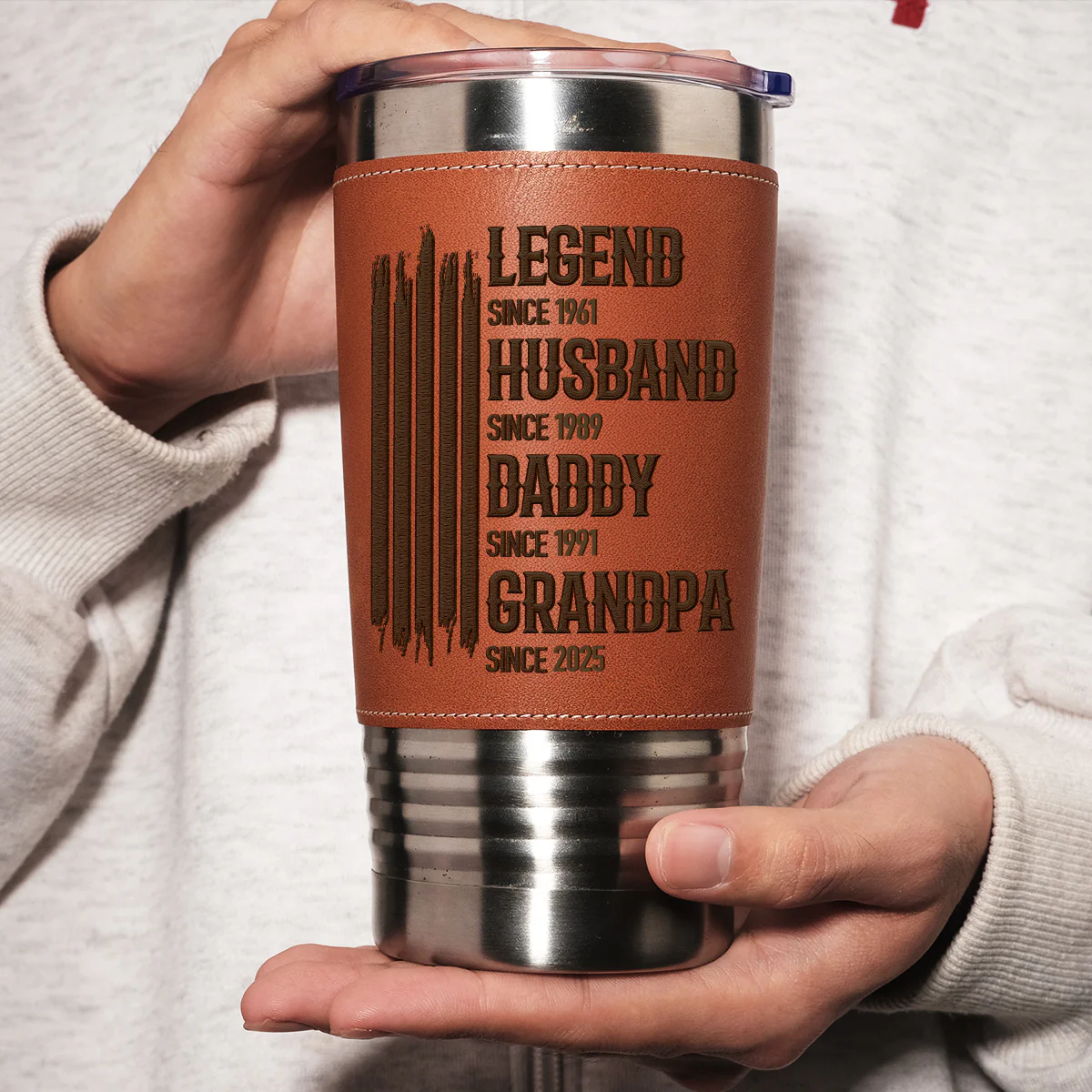 The Mighty Legend - Personalized Custom Leather Tumbler - Image 4