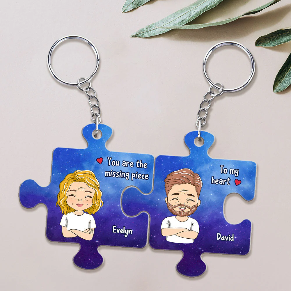 Custom Star Map The Missing Piece - Personalized Custom Couple Acrylic Keychain - Image 2