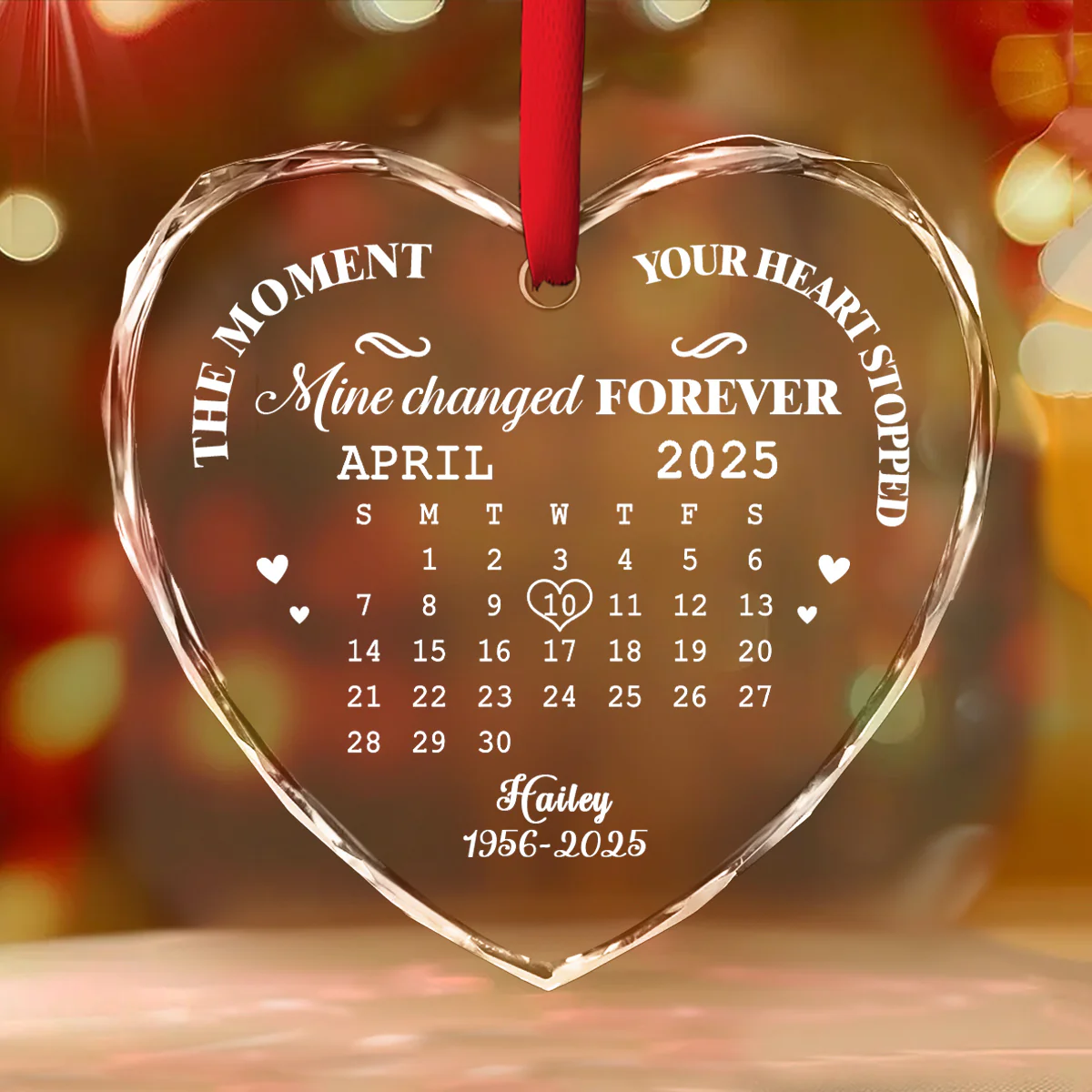The Moment Heart Stopped - Personalized Custom Glass Ornament - Image 3