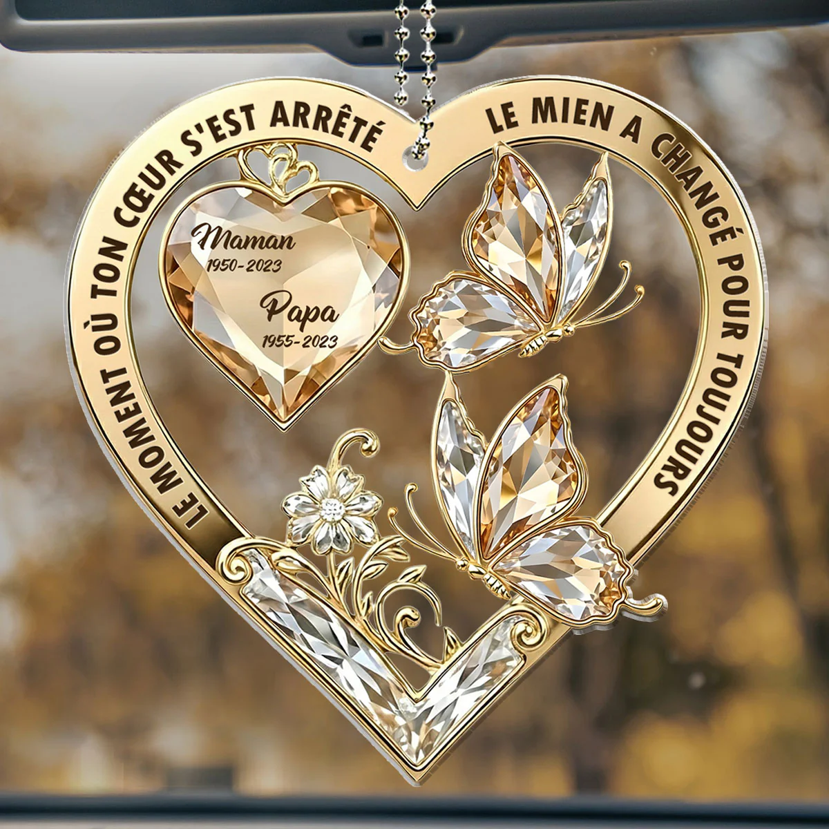 The Moment My Heart Changed Forever French - Personalized Custom Car Ornament - Image 2