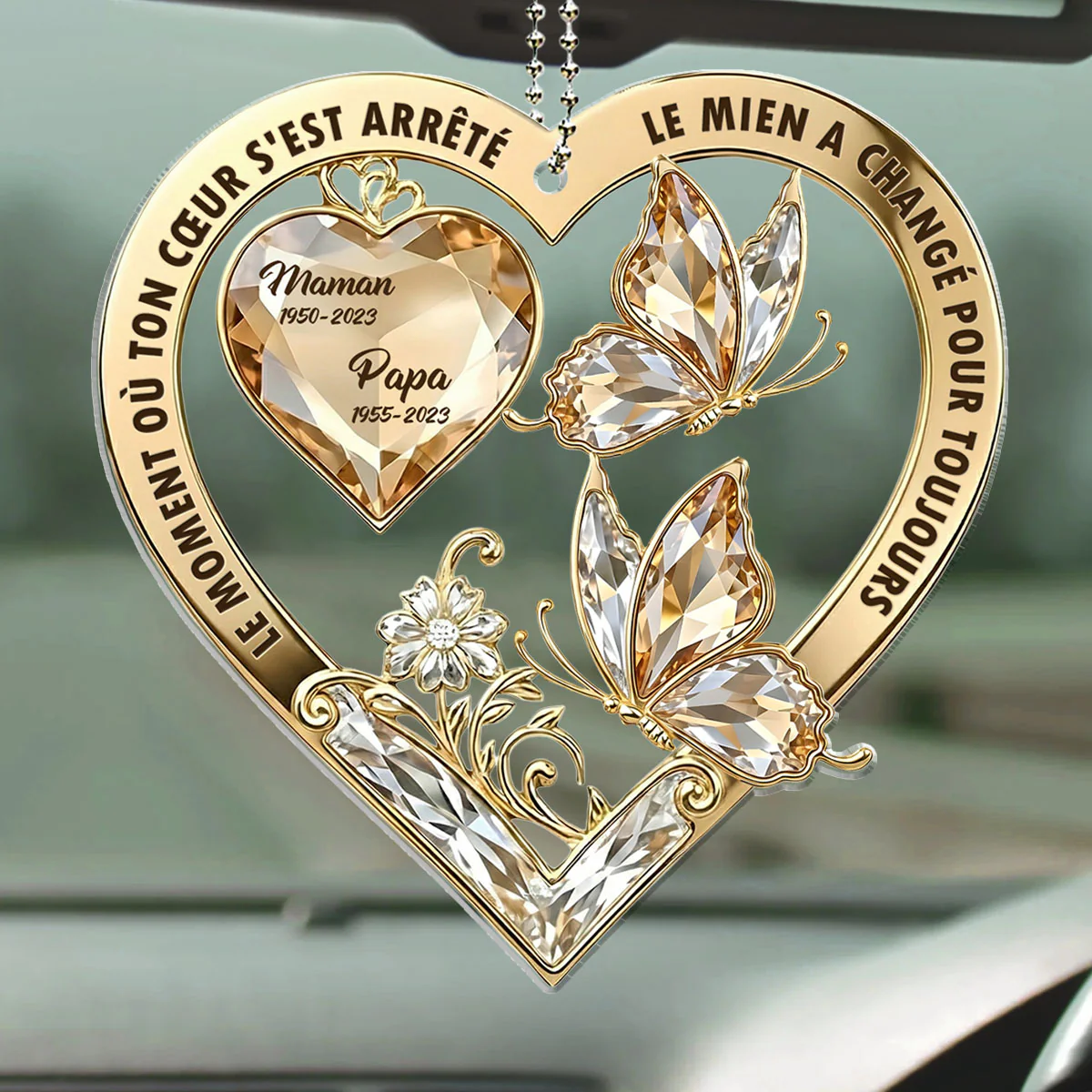 The Moment My Heart Changed Forever French - Personalized Custom Car Ornament - Image 3