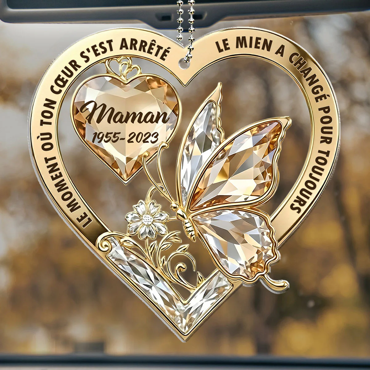 The Moment My Heart Changed Forever French - Personalized Custom Car Ornament - Image 4