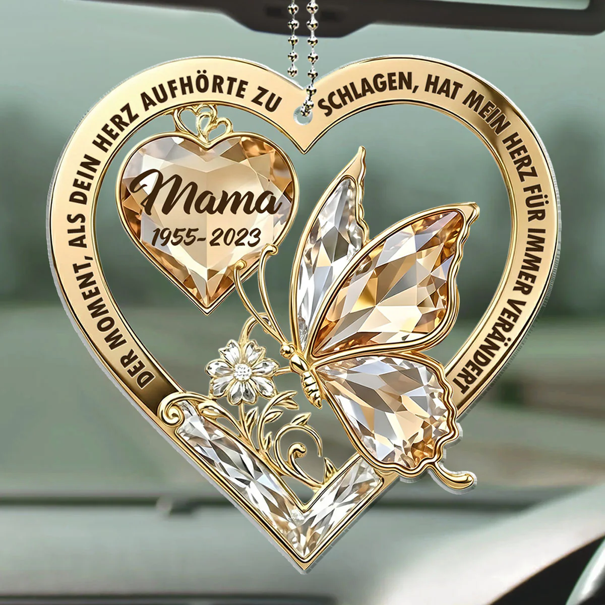 The Moment My Heart Changed Forever German - Personalized Custom Car Ornament - Image 2