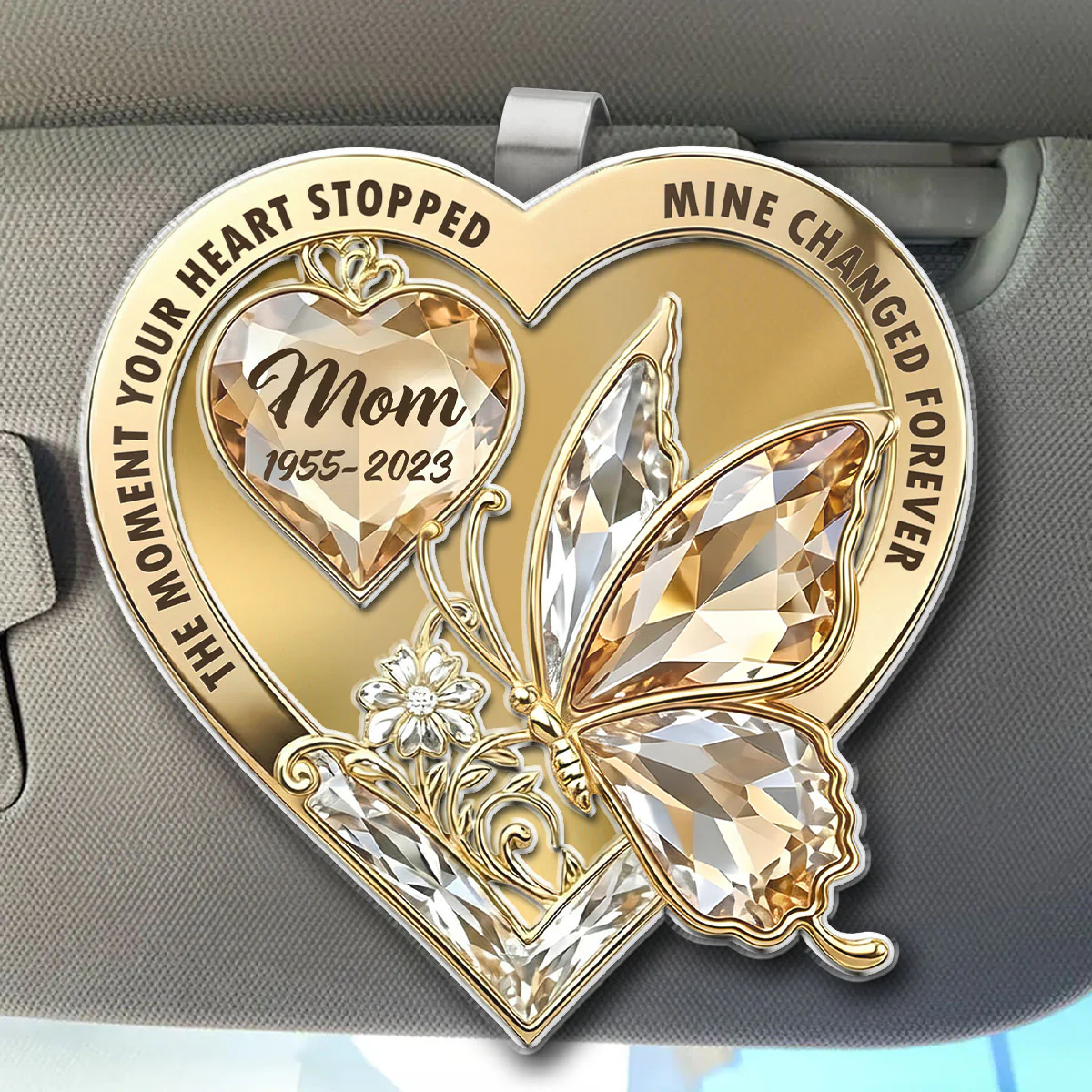 The Moment My Heart Changed Forever - Personalized Custom Acrylic Car Visor Clip