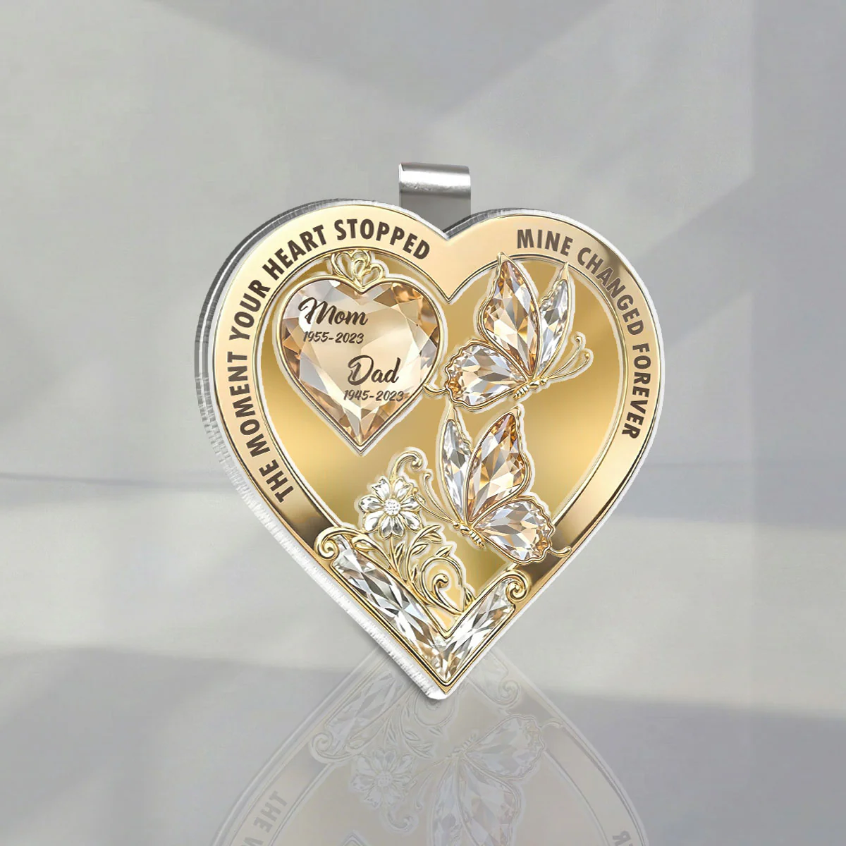 The Moment My Heart Changed Forever - Personalized Custom Acrylic Car Visor Clip - Image 2