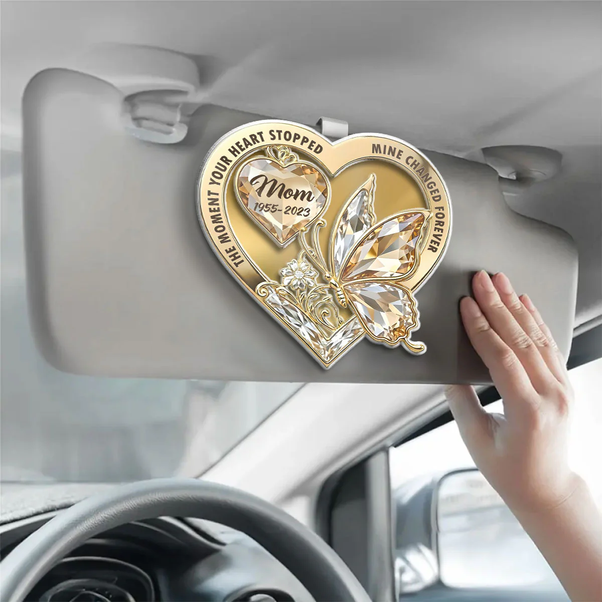 The Moment My Heart Changed Forever - Personalized Custom Acrylic Car Visor Clip - Image 3