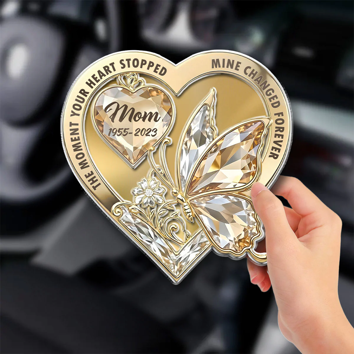 The Moment My Heart Changed Forever - Personalized Custom Acrylic Car Visor Clip - Image 4