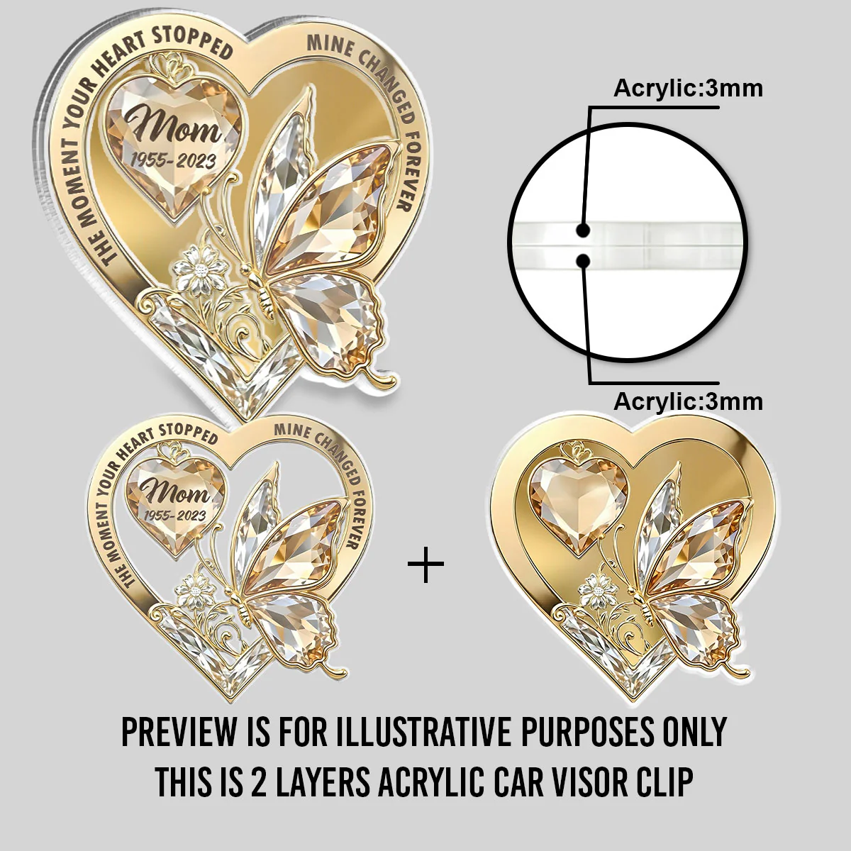 The Moment My Heart Changed Forever - Personalized Custom Acrylic Car Visor Clip - Image 5