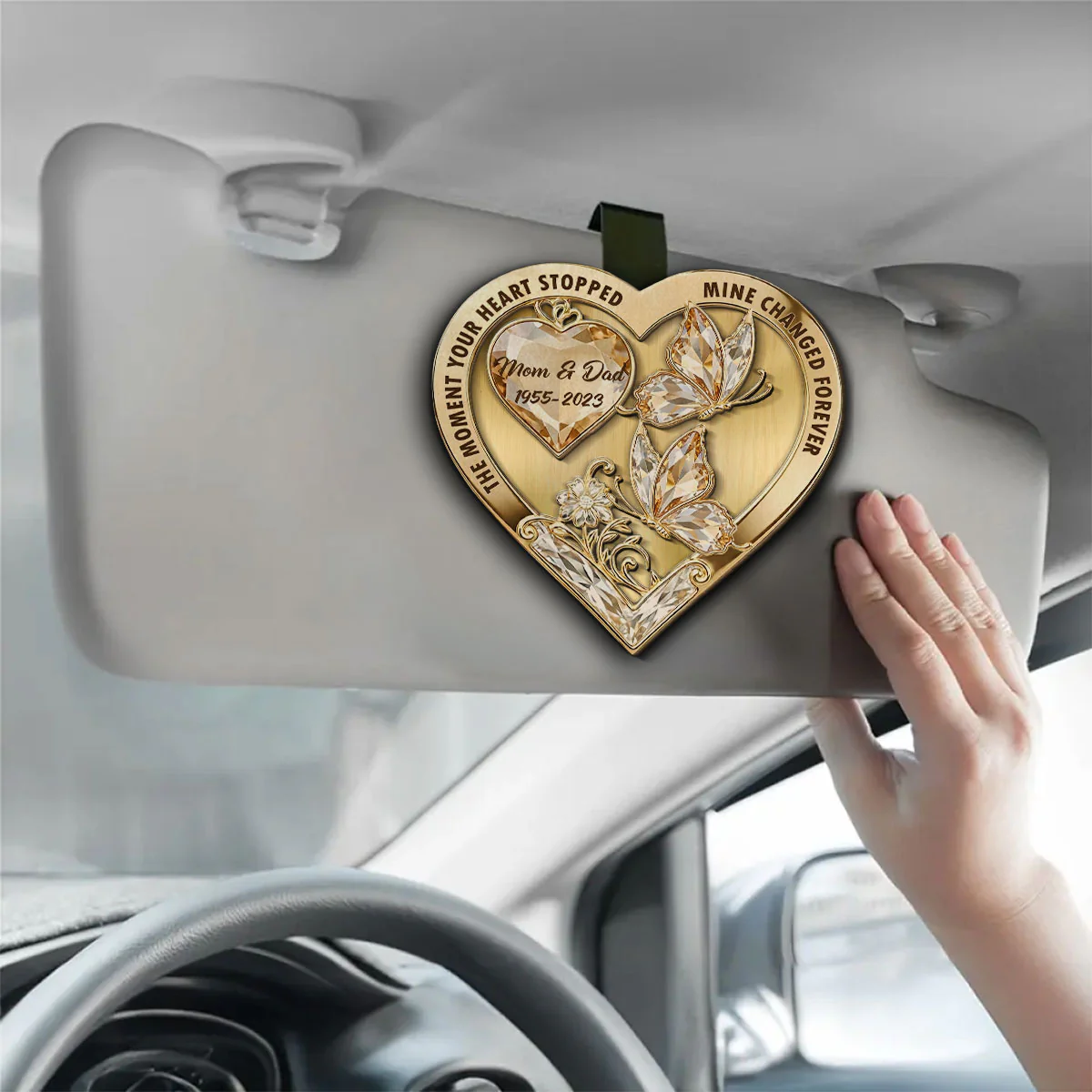 The Moment My Heart Changed Forever - Personalized Custom Car Visor Clip - Image 5