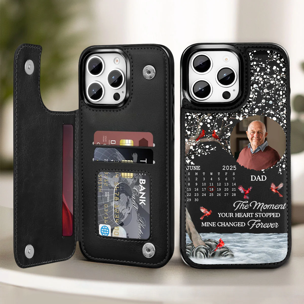 The Moment My Heart Changed Forever - Personalized Custom Leather Phone Case - Image 2
