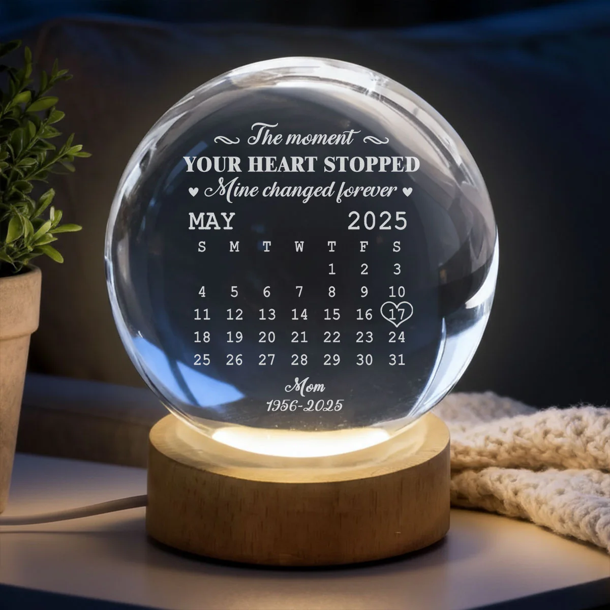 The Moment - Personalized Custom Crystal Globe Lamp - Image 3