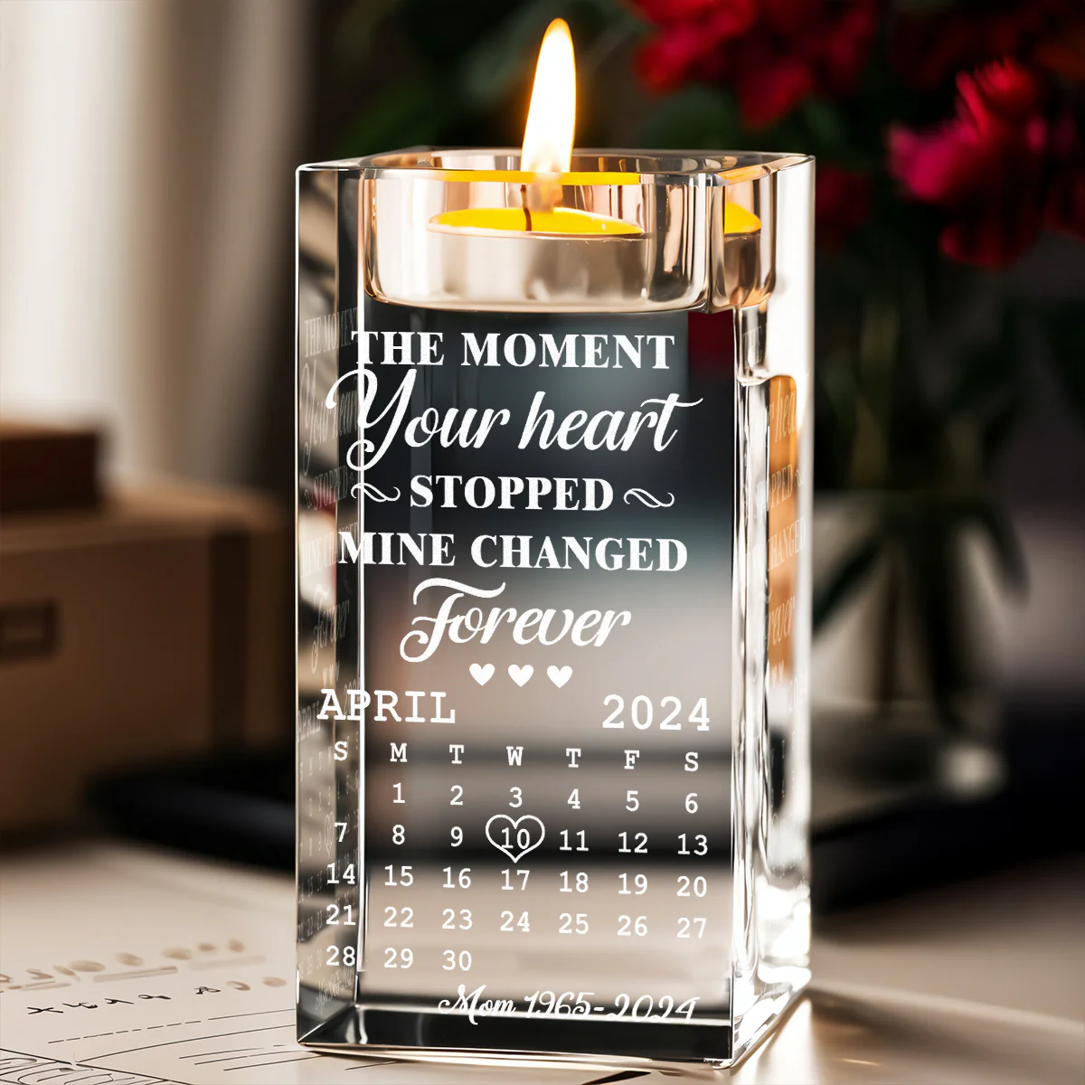 The Moment - Personalized Custom Engraved Crystal Candle Holder - Image 3
