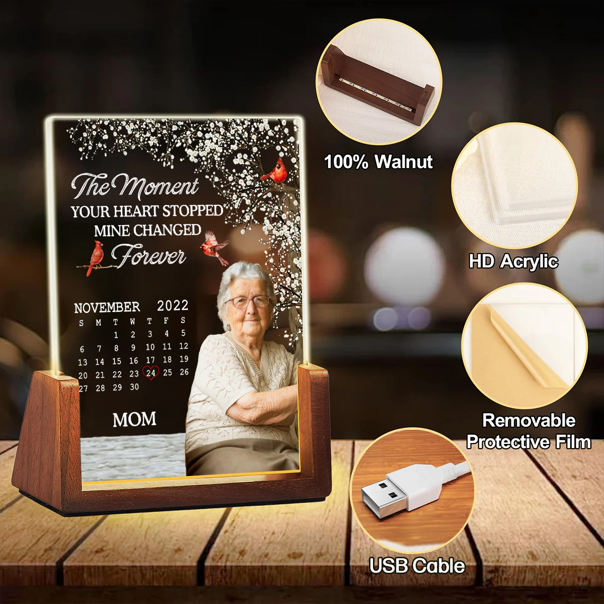 The Moment - Personalized Custom Plaque With Walnut Base - Image 6