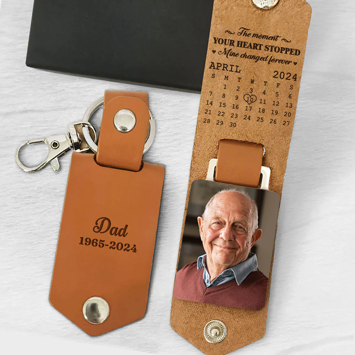The Moment - Personalized Leather Photo Keychain - Image 2