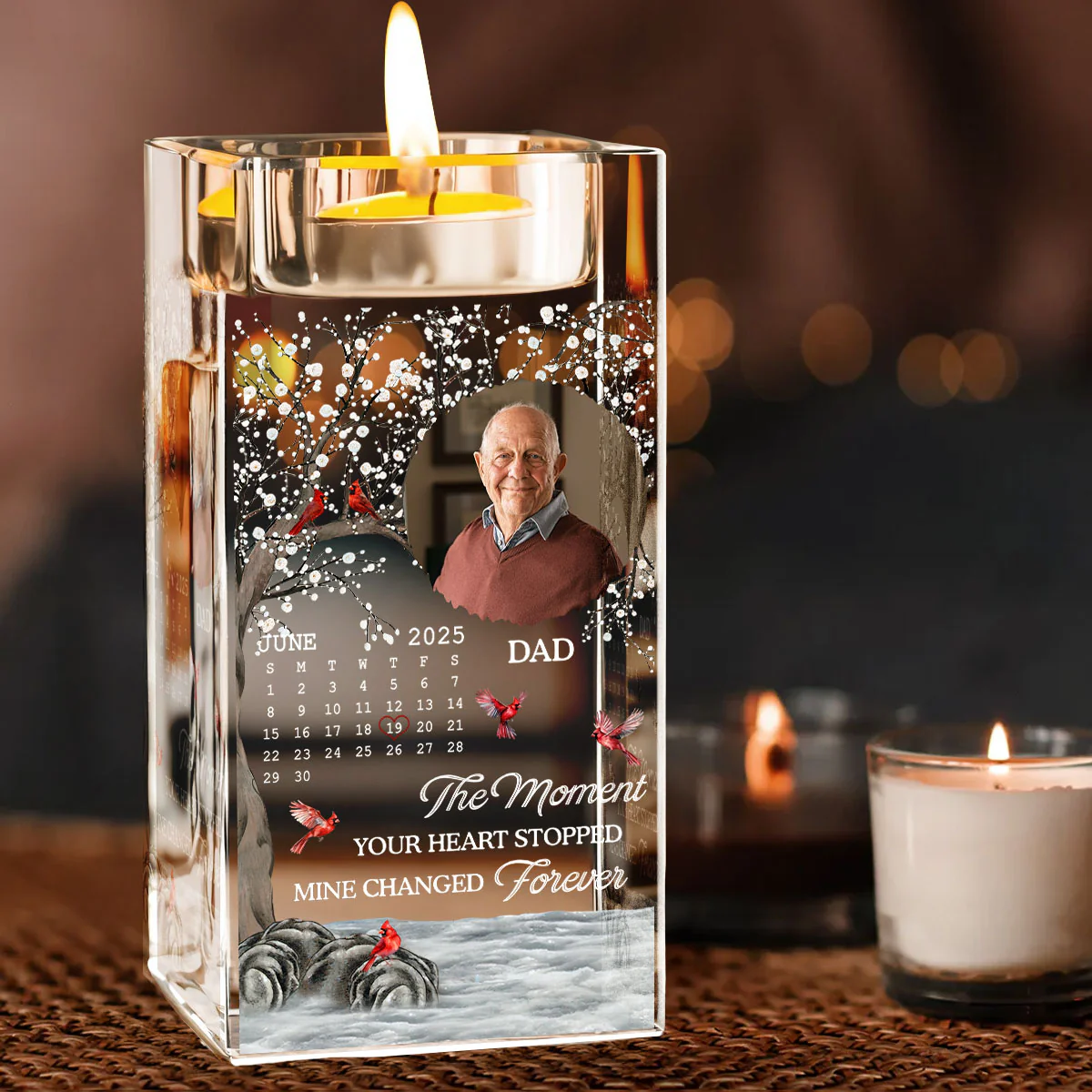 The Moment Your Heart Stopped Mine Changed Forever - Personalized Custom Crystal Candle Holder - Image 2