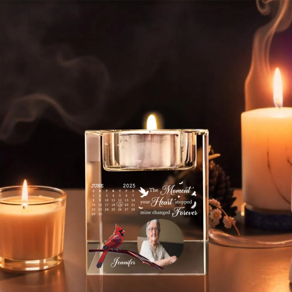 The Moment Your Heart Stopped - Personalized Custom Crystal Candle Holder - Image 8