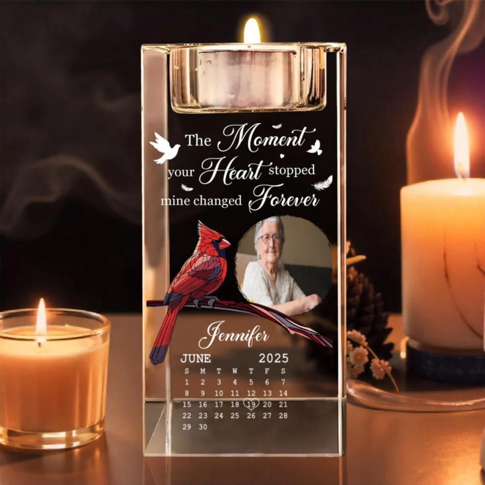 The Moment Your Heart Stopped - Personalized Custom Crystal Candle Holder - Image 9