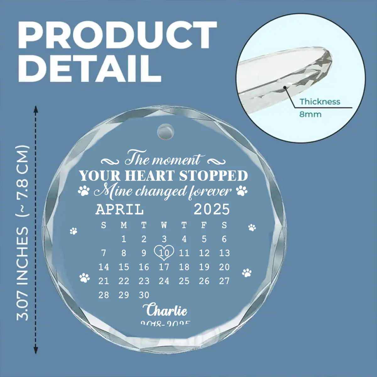 The Moment Your Heart Stopped - Personalized Custom Glass Ornament - Image 6