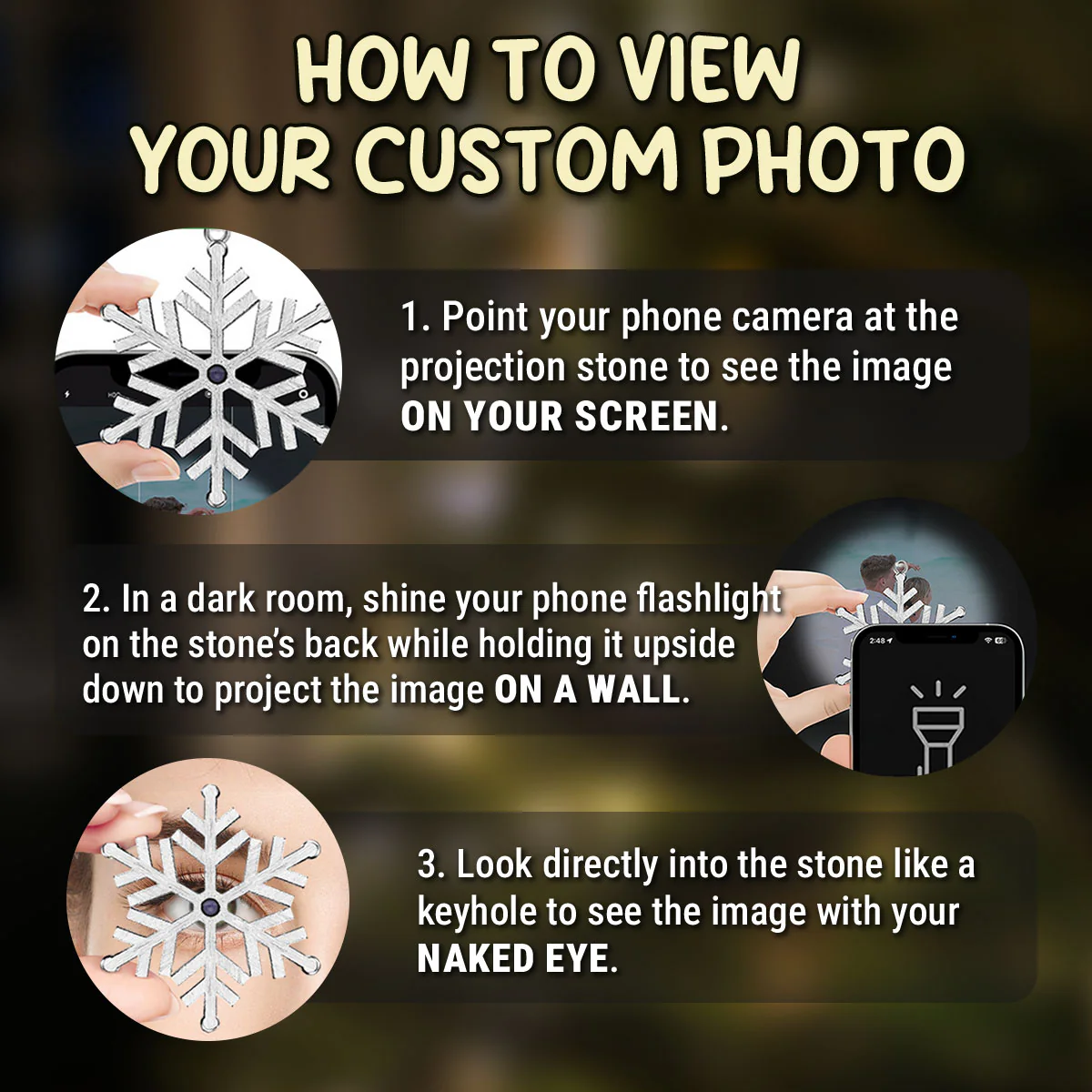 The Moment Your Heart Stopped - Personalized Custom Photo Snowflake Projection Ornament - Image 4