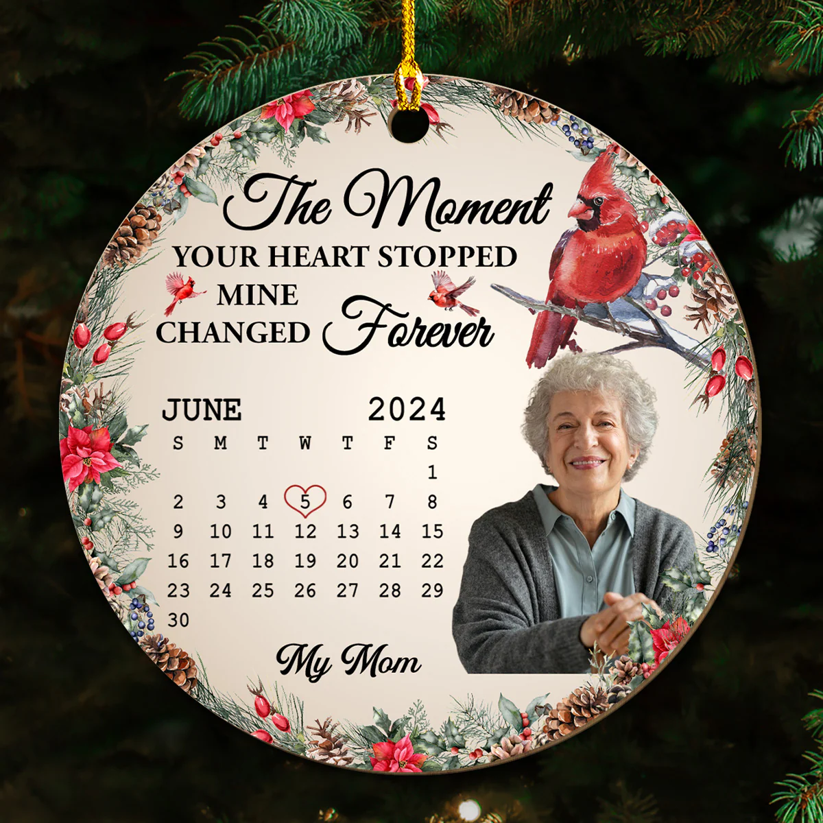 The Moment Your Heart Stopped - Personalized Custom Wood Ornament - Image 3