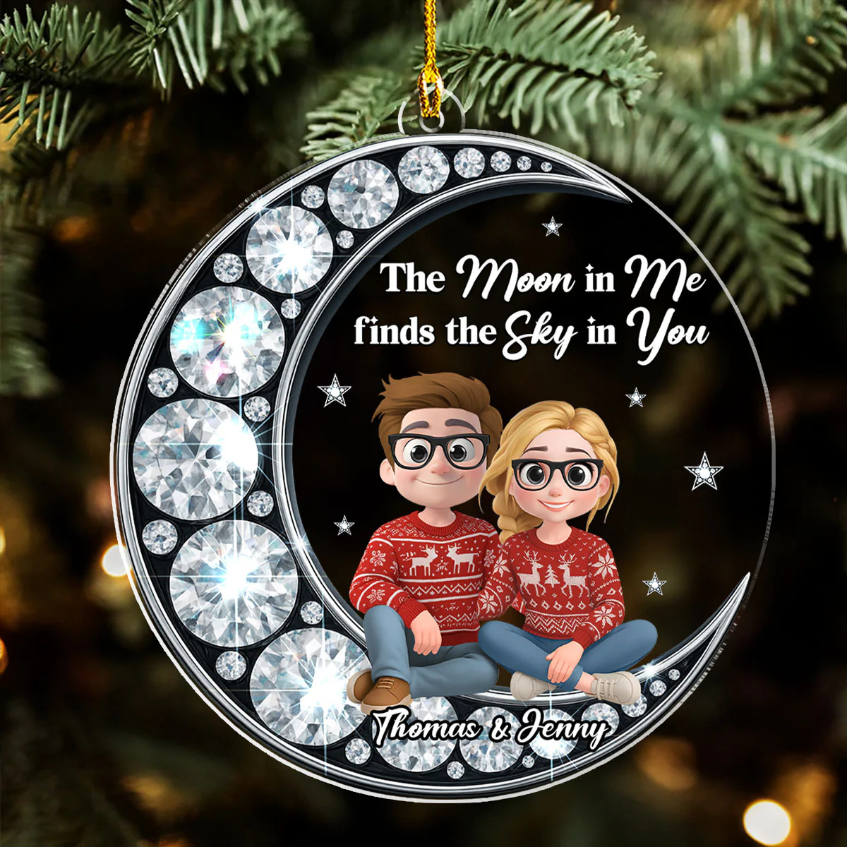The Moon Found Her Sky - Personalized Custom Acrylic Ornament - Image 2