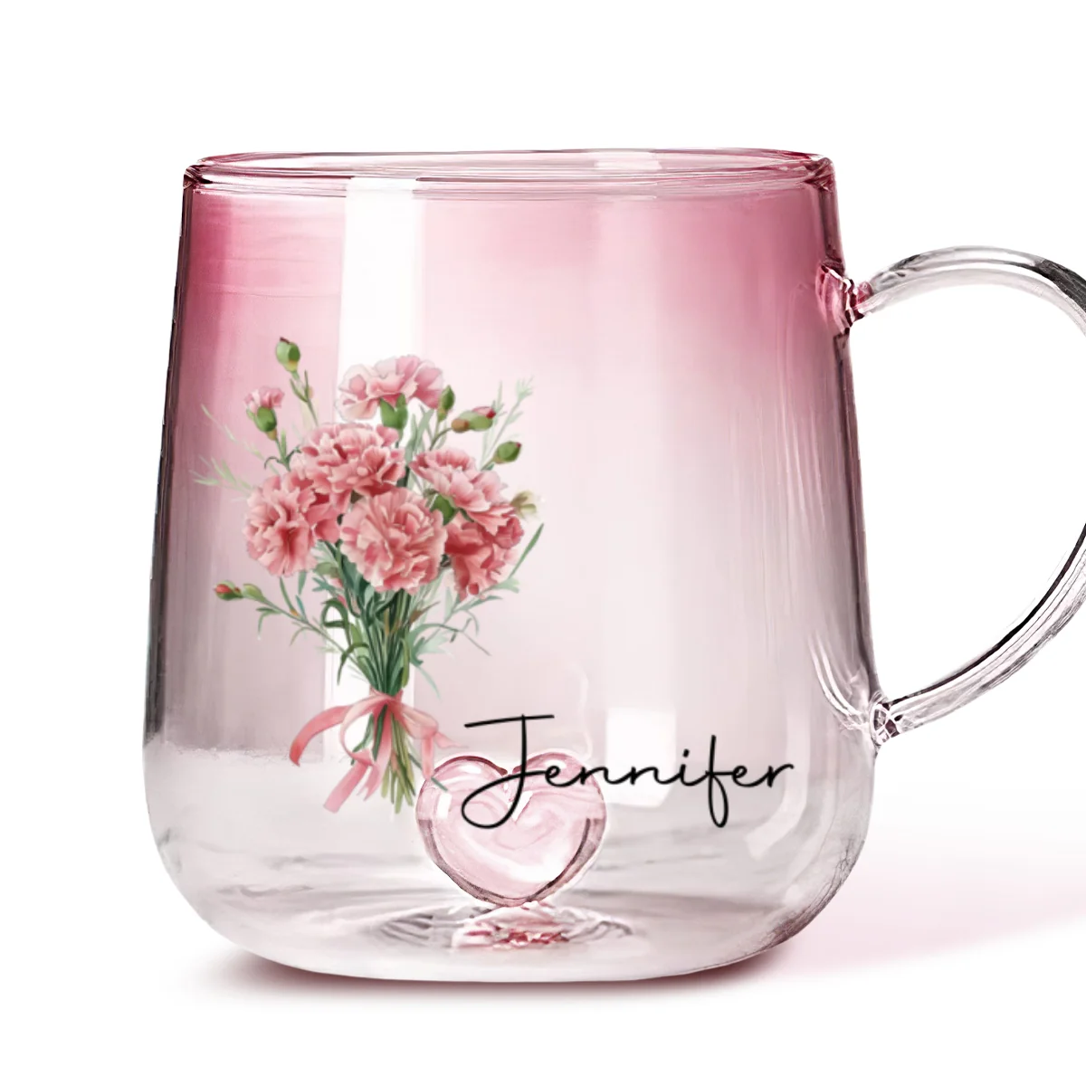 The Most Beautiful Flower Is You - Personalized Custom Pink Gradient Glass Mug - Image 7
