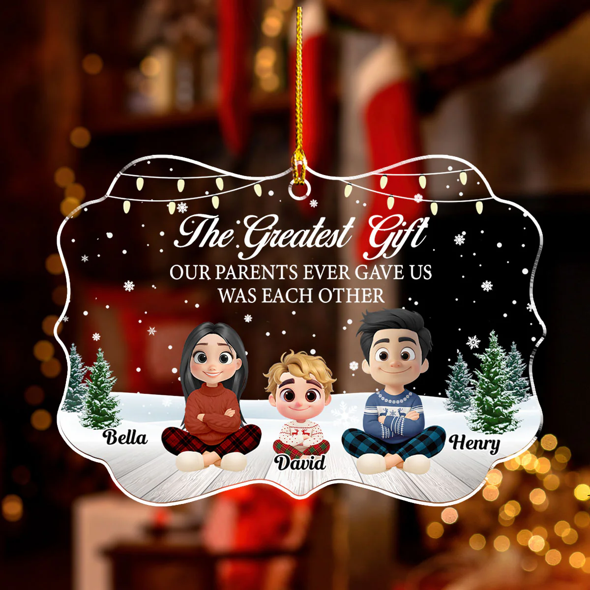 The Most Precious Gift Is Us - Personalized Custom Acrylic Ornament - Image 2