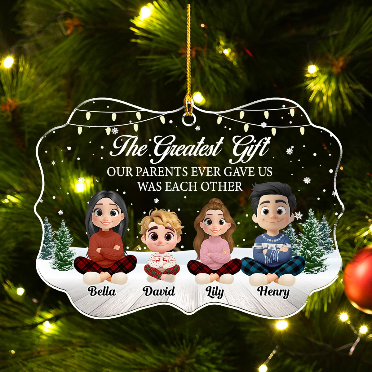 The Most Precious Gift Is Us - Personalized Custom Acrylic Ornament - Image 3