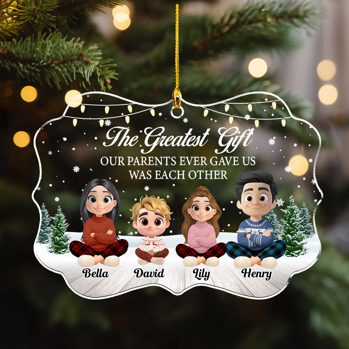 The Most Precious Gift Is Us - Personalized Custom Acrylic Ornament - Image 5