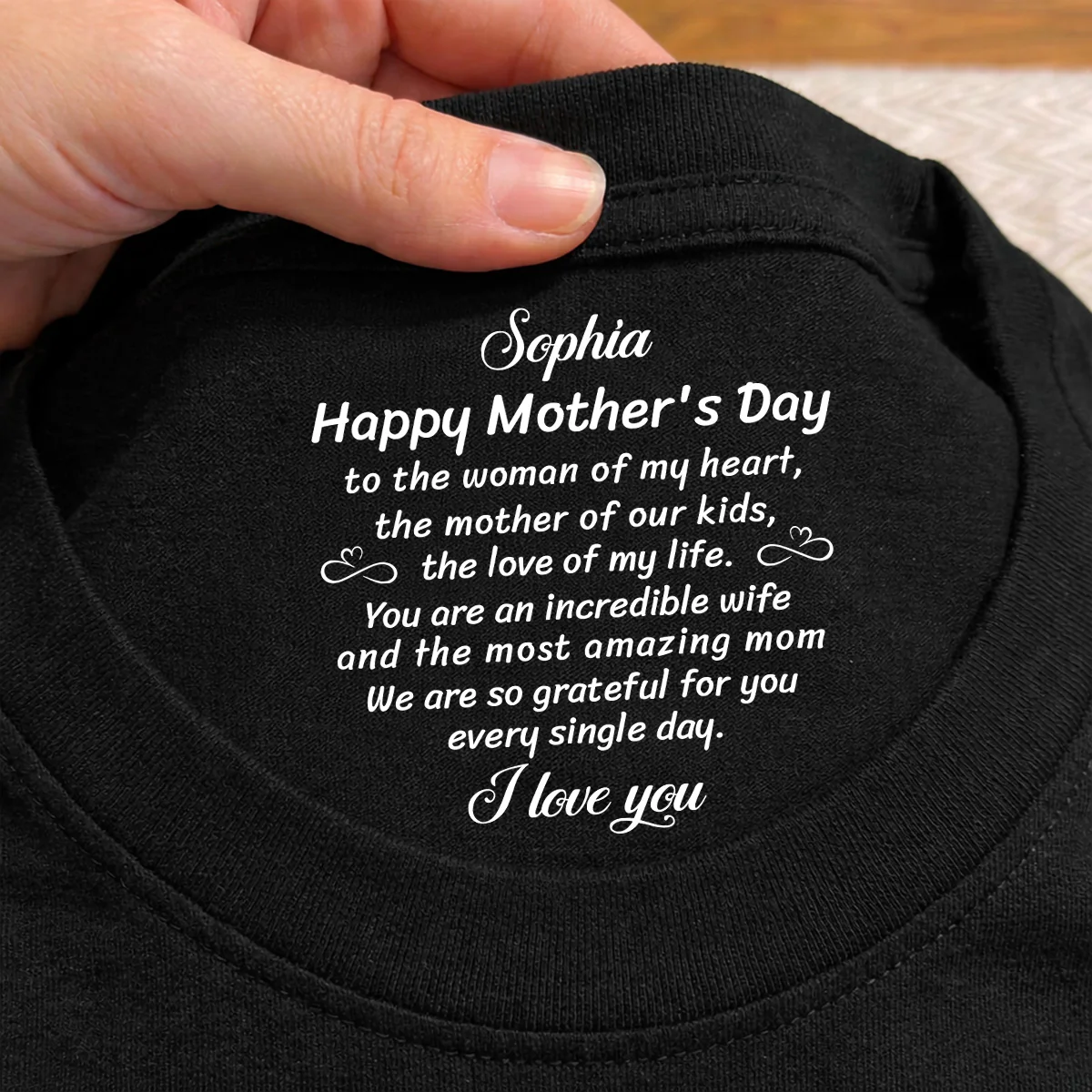 The Mother Of Our Kid - Personalized Custom Inside Neck Print T-Shirt - Image 2
