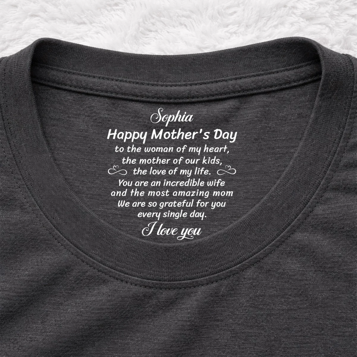 The Mother Of Our Kid - Personalized Custom Inside Neck Print T-Shirt - Image 8