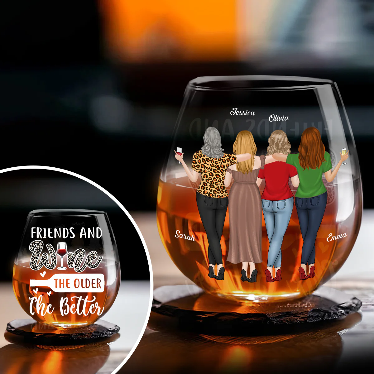 The Older The Better - Personalized Custom Wine Glass - Image 2