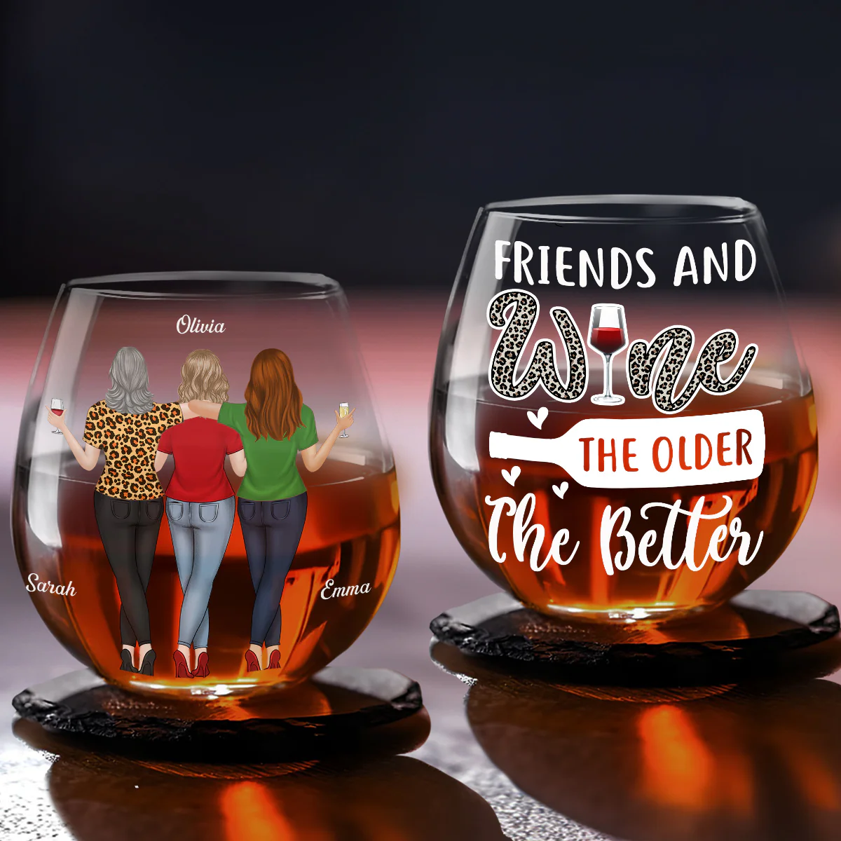 The Older The Better - Personalized Custom Wine Glass - Image 4