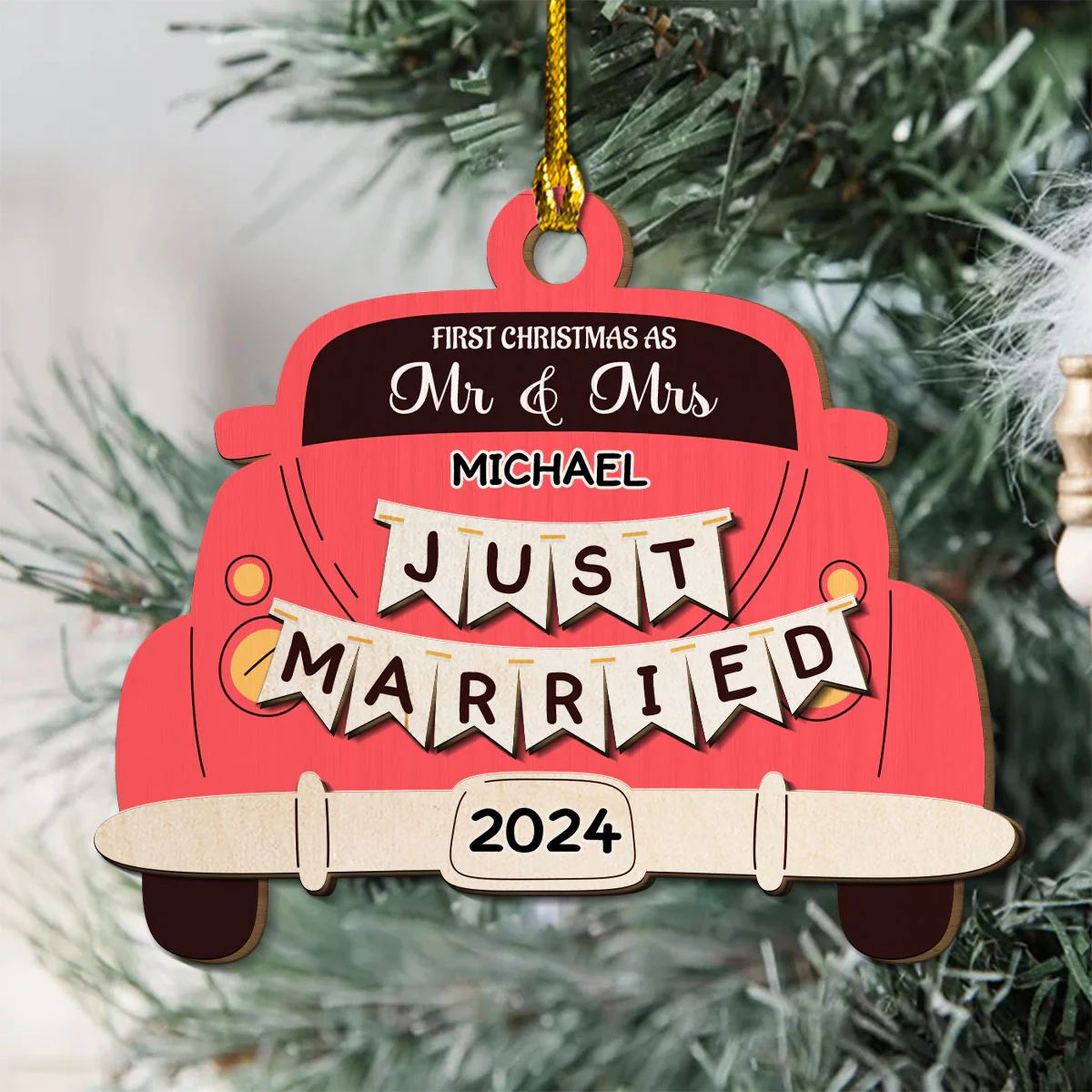The Only Gift I Want This Year Is Your - Personalized Custom Freeshape 2-Layered Wood Ornament - Image 3