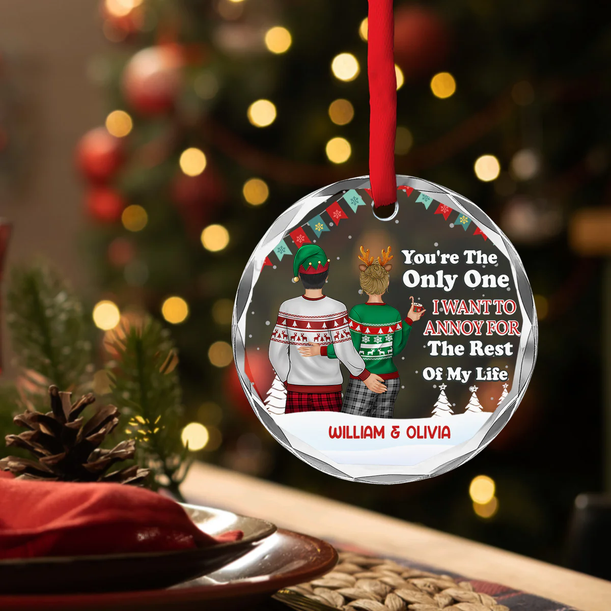The Only One I Want - Personalized Custom Glass Ornament - Image 2