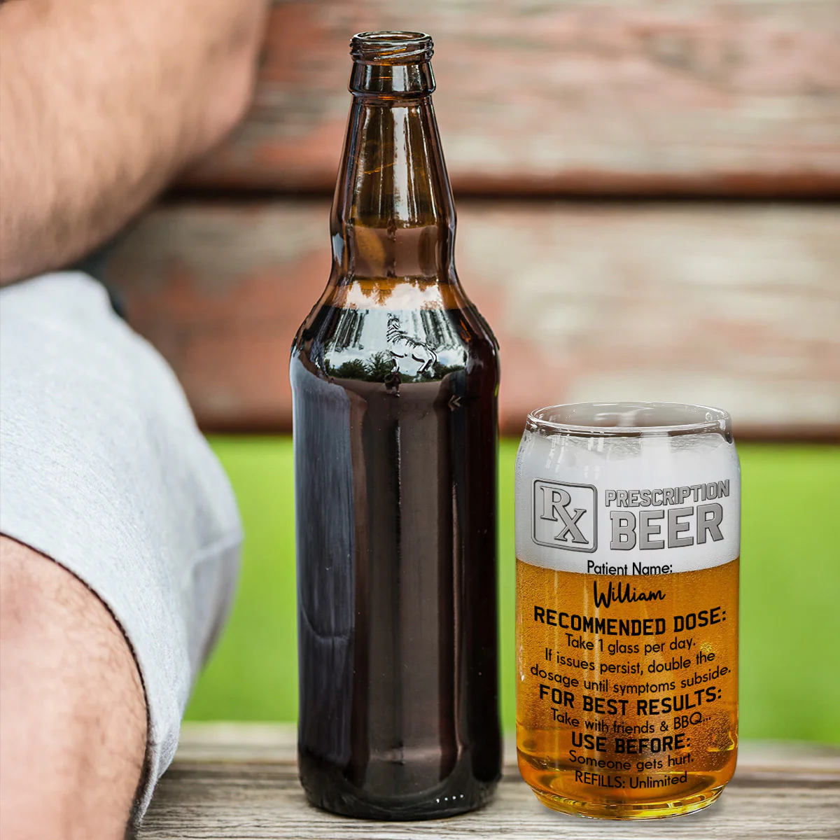 The Only Prescription Dad Needs  - Personalized Custom Beer Can Glass - Image 3