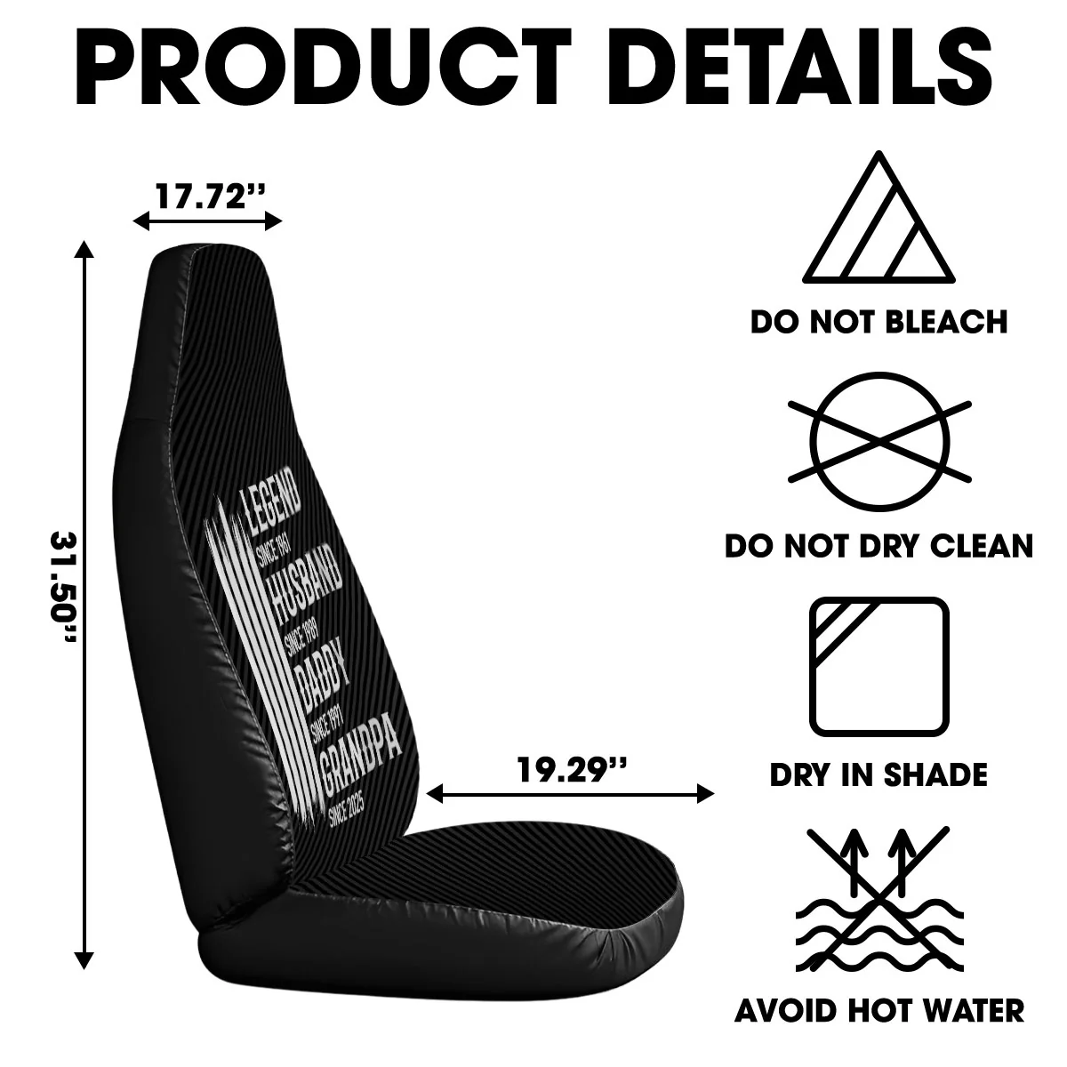 The Original Legend - Personalized Custom Car Seat Cover - Image 4