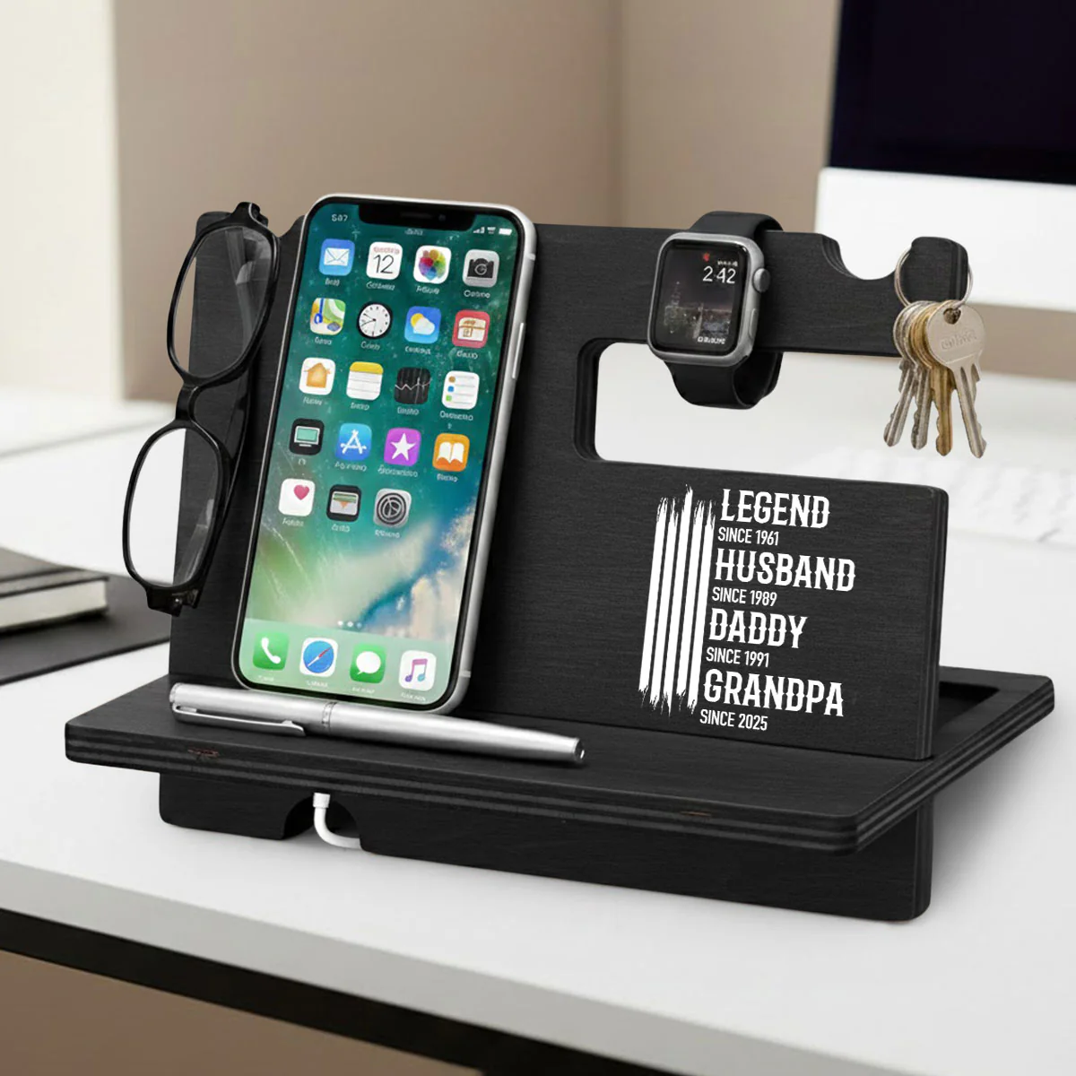 The Original Legend - Personalized Custom Wood Phone Docking Station
