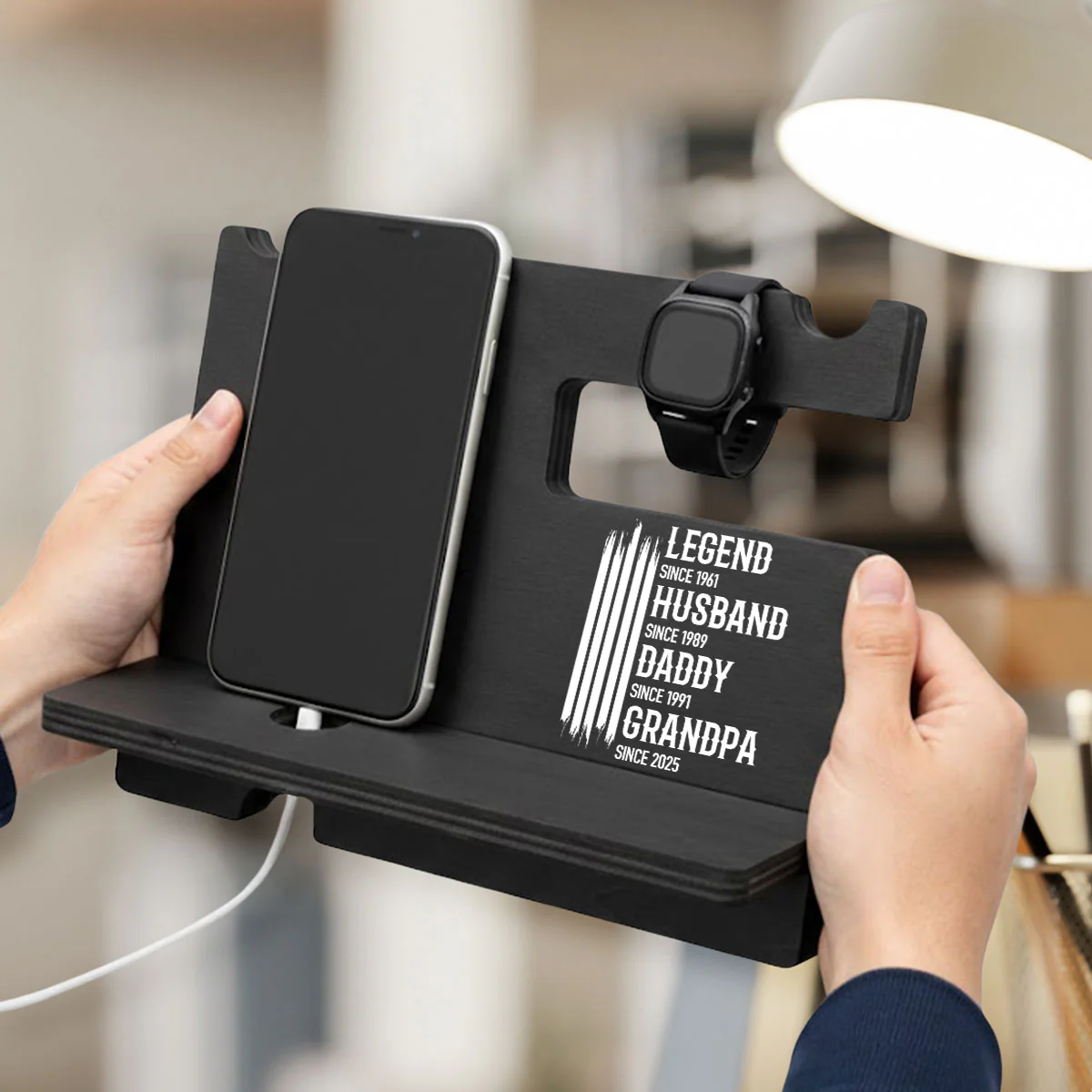 The Original Legend - Personalized Custom Wood Phone Docking Station - Image 3