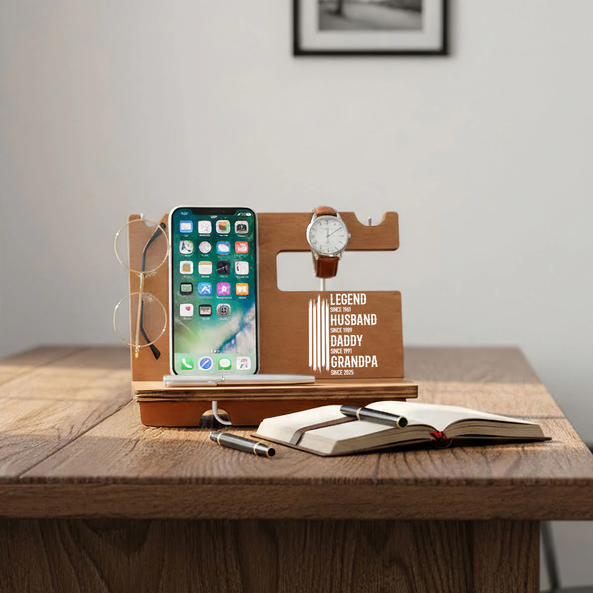 The Original Legend - Personalized Custom Wood Phone Docking Station - Image 4