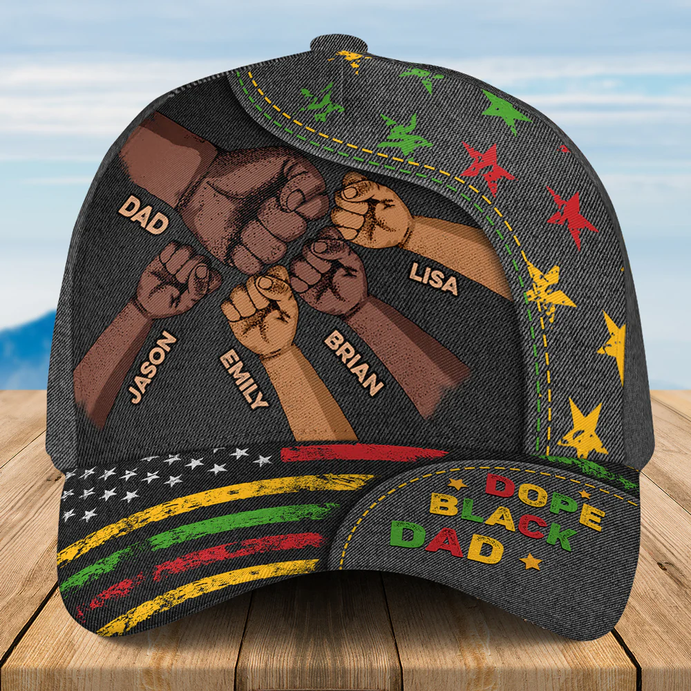 The Power Of Black Dad - Personalized Custom Classic Cap - Image 3
